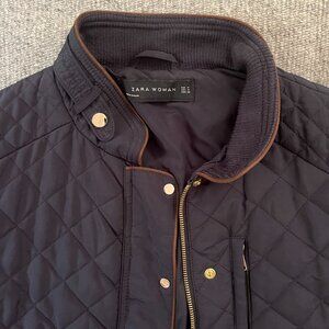 ZARA Navy Fitted Down Jacket